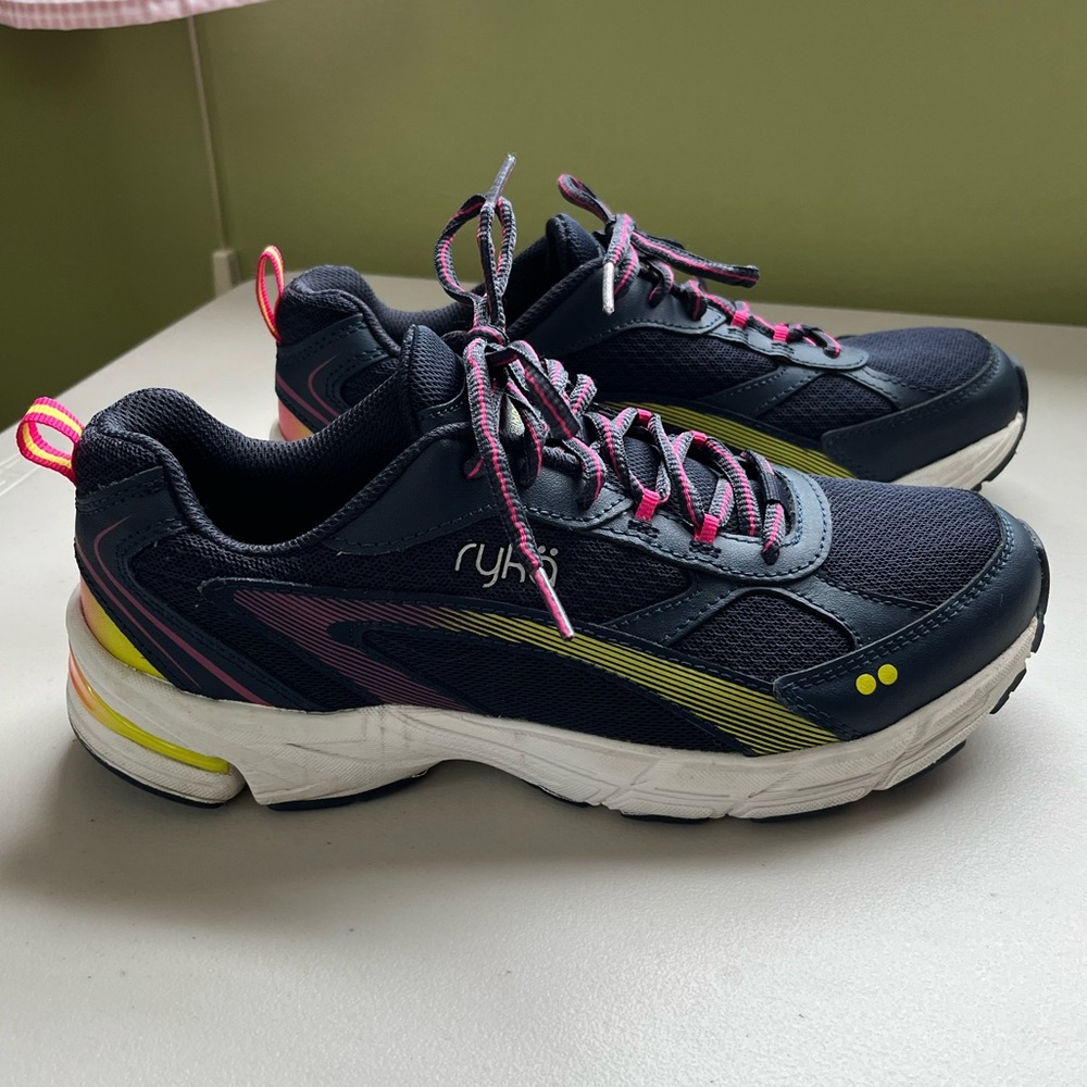 ‼️SOLD‼️ ryka Impress Navy, Yellow & Pink Walking Shoes - Picture 2 of 12